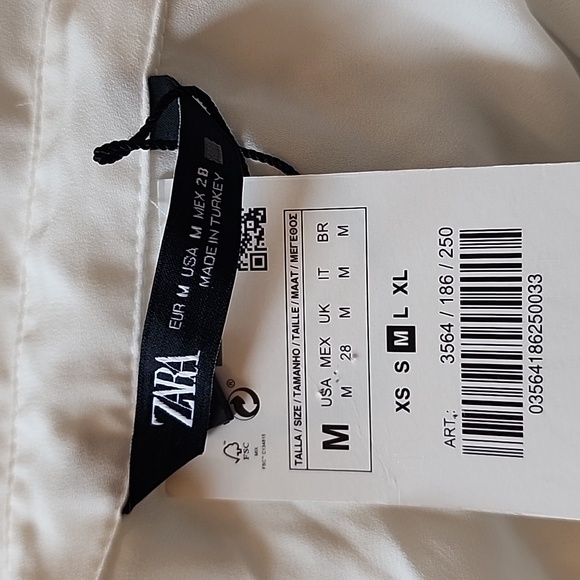 NWT Zara White Lace Top with Bow Tie Collar, Size M - Picture 8 of 9